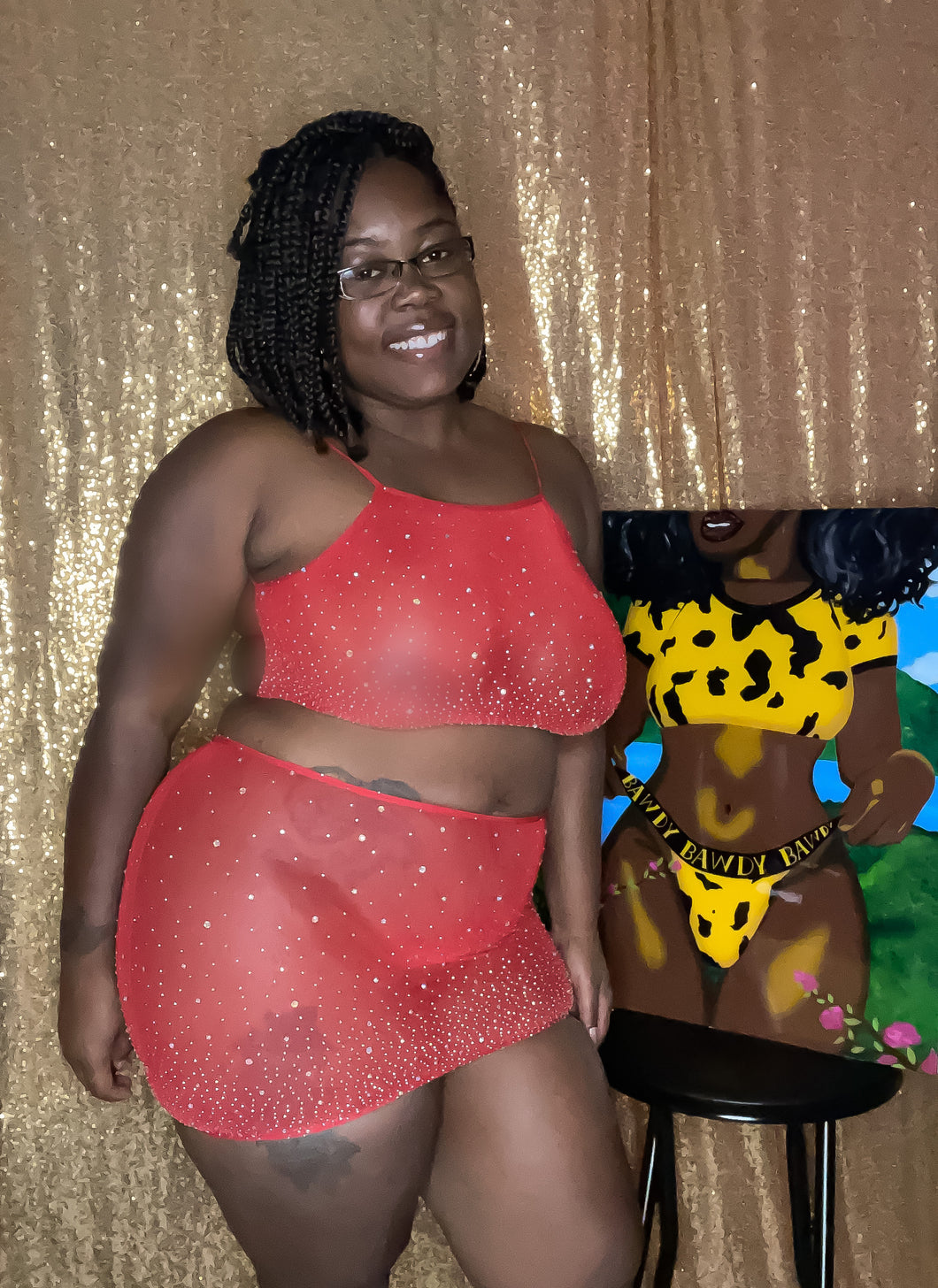 Halter BAWDY ‘Make it Pop’ Fishnet Set